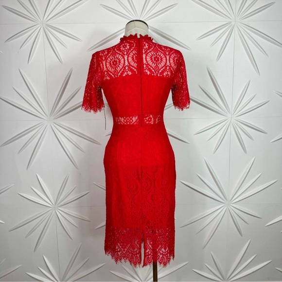 Lulus Red Lace Short Sleeve Mini Dress - Picture 9 of 14